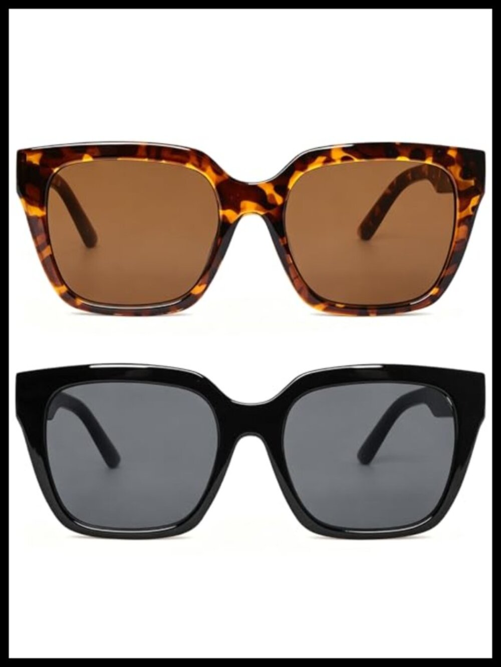 Oversized Sunglasses for Women Vintage Square Frame UV Protection 2 Pack